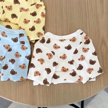 Одежда для собак, рубашка с медведем, одежда для собак, милые тонкие весенне-летние модные товары для домашних животных для мальчиков и девочек с принтом маленьких медведей, 2023