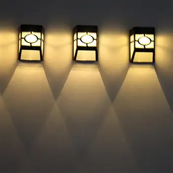 Открытый Солнечный Ретро Светодиодный Настенный Светильник Panel Light Теплый Белый Свет Водонепроницаемый Пейзажный Свет Садовый Забор Дворовая Лампа Украшения