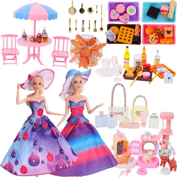 Платье Барби + Миниатюрные Предметы для пикника для одежды Барби Аксессуары BJD Blyth 1/6 1/12 Мебель для Кукольного домика