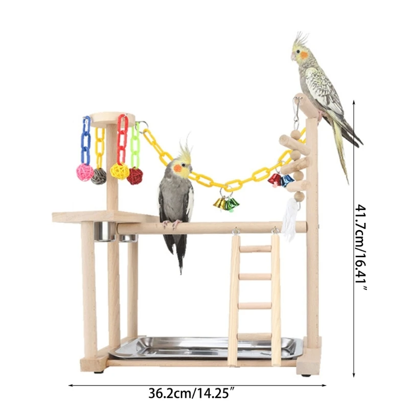 Подставка для игры в птичью клетку, игрушка для жевания, Лестница, качели, платформа для попугаев, Подставка для игр с чашками для кормления