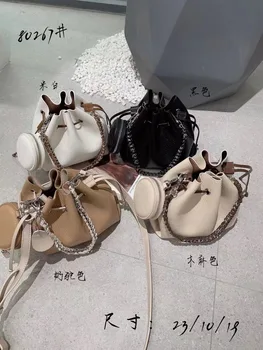 Рекомендуемая бутиком модная однотонная сумка-мешок на шнурке со змеиным узором, универсальная простая сумка для хранения на одно плечо