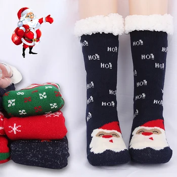 Рождественские хлопчатобумажные зимние носки, женские теплые нескользящие чулки для сна, милая обувь в стиле Каваи, Комнатные носки, Рождественские носки, Рождественский подарок