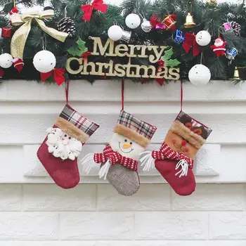 Рождественский чулок, мини-носок, 1 шт., Рождественский подарочный пакет, Санта-Клаус, Подарочный пакет с конфетами, Рождественская Елка, Подвесное Украшение, Рождественские Чулки