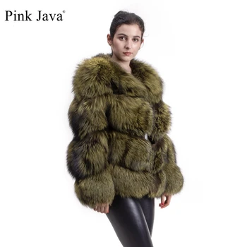 Розовая JAVA QC1820 Бесплатная доставка, новое поступление, шуба из натурального лисьего меха, куртка из чернобурки, женская пушистая шуба, увядающая верхняя одежда