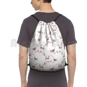 Рюкзак с рисунком любимого енота, сумки на шнурках, спортивная сумка, непромокаемый Енот, Еноты, животные, Сердечки Любви, Красный, Белый, Красный и