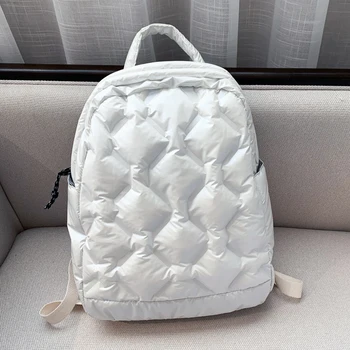 Сверхлегкий зимний теплый рюкзак на пуху, женский школьный рюкзак, сумки для девочек, модный тренд, легкие хлопковые дорожные сумки