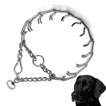 Сверхмощный ошейник для дрессировки собак с быстроразъемным зажимом, регулируемый стальной Хромированный ошейник-удавка для домашних животных для собак мопсов