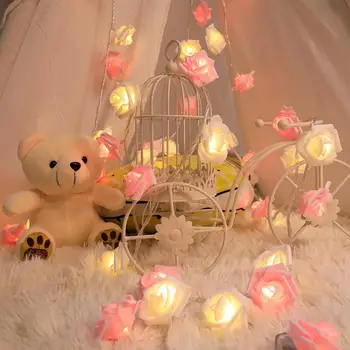 Светодиодные праздничные гирлянды с розами, работающие от USB / аккумулятора, украшение для свадьбы на день Святого Валентина, Рождественские огни, цветочные лампочки, светодиодная лампа