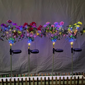 Светодиодные солнечные фонари с азалией и гвоздикой, уличные полевые цветы, газонные лампы, освещение садовой дорожки для праздничного оформления внутреннего дворика