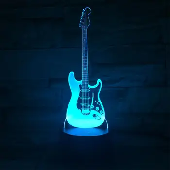 Светодиодный ночник в форме гитары 3D Акриловая Электрическая настольная лампа с 7 сменами цвета