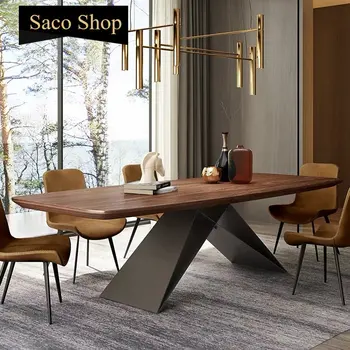 Скандинавский обеденный стол Современный Прямоугольный Креативный размер квартиры Обеденный стол из массива Дерева Дизайнерская мебель в индустриальном стиле