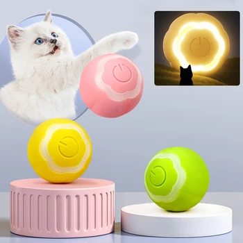 Умные игрушки для кошек, перезаряжаемые через USB Автоматические катящиеся шарики, Электрическая Самодвижущаяся Интерактивная игрушка для домашних животных для игр с котенком и собакой в помещении.