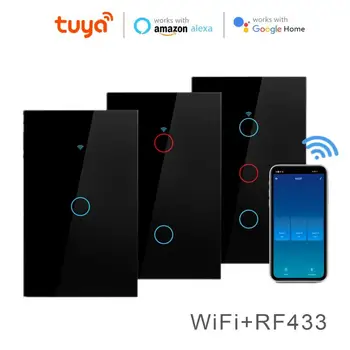 Умный Переключатель Tuya WiFi RF433 С Сенсорным Датчиком Выключатели Света БЕЗ Нейтрального Провода Голосовое Управление Smart Life Работает С Alexa Google Home