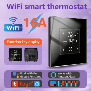 Умный термостат Tuya WiFi для электрического пола с подогревом, пульт дистанционного управления температурой водяного/газового котла, ЖК-дисплей с сенсорным экраном