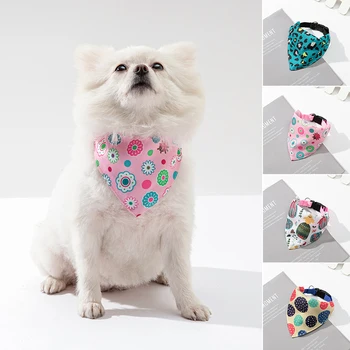 Шейный платок для домашних собак В Корейском стиле Полотенце от слюны Для маленьких собак Моющийся Треугольный шарф для кошек И Собак Регулируемый Ошейник для собак Шейный платок