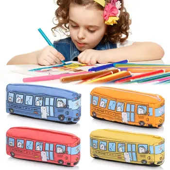 Школьные принадлежности Сумка для ручек креативные канцелярские принадлежности холст автомобиль автобус пенал сумки для карандашей большой емкости