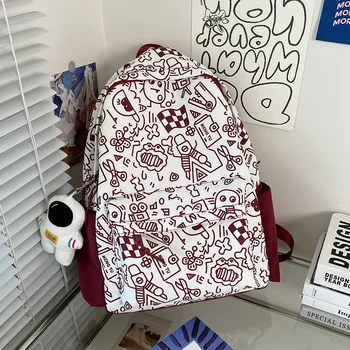 Школьный ранец для старшеклассниц, рюкзак с принтом граффити большой емкости, INS новый рюкзак для учеников
